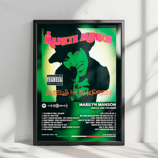 Marilyn Manson "Smells Like Children" Album Cover Poster - with Complete Tracklist