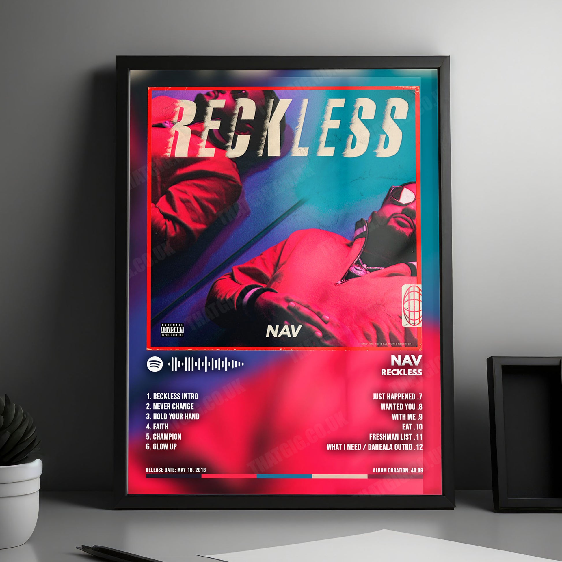 NAV "RECKLESS" Album Cover Poster - with Complete Tracklist