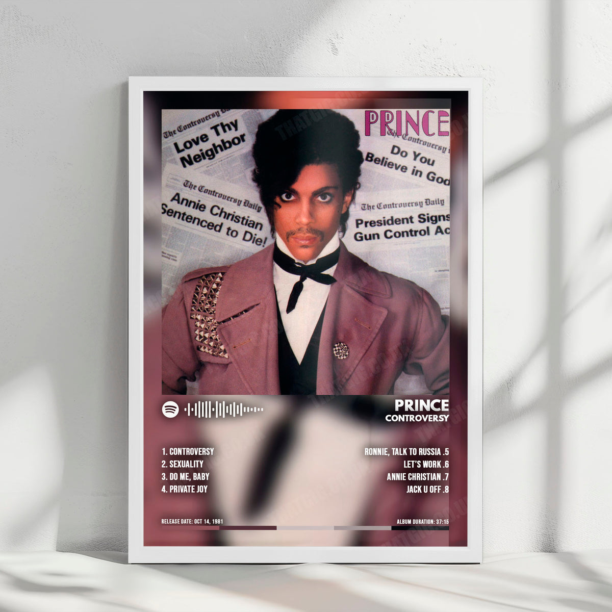 Prince "Controversy" Album Cover Poster - with Complete Tracklist