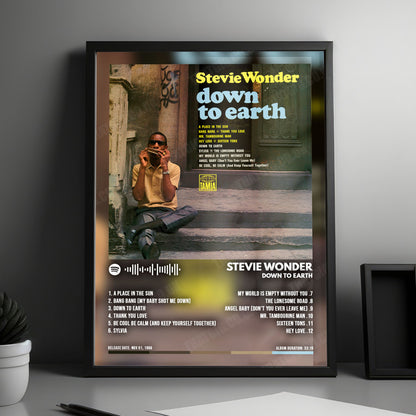 Stevie Wonder "Down To Earth" Album Cover Poster - with Complete Tracklist