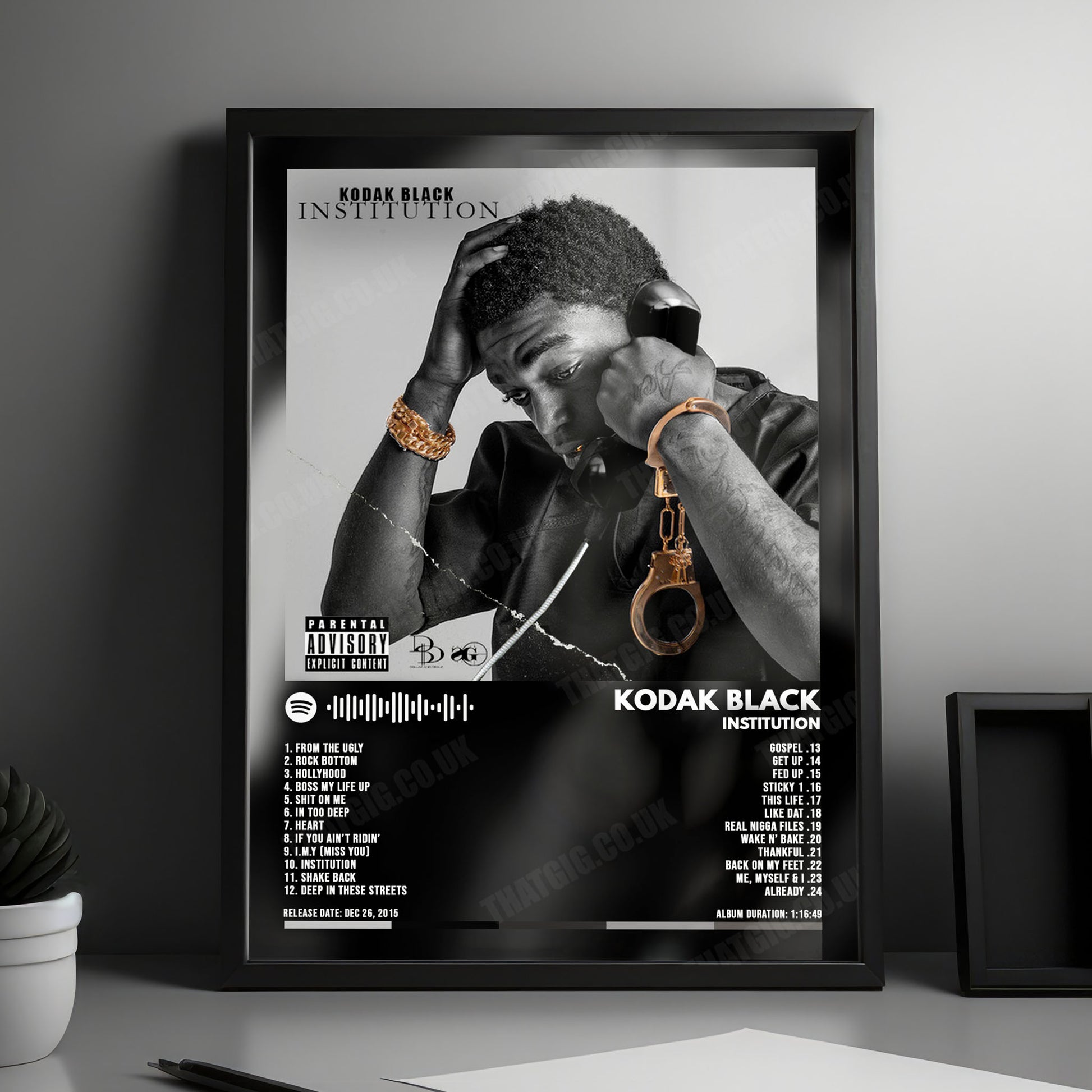 Kodak Black "Institution" Album Cover Poster - with Complete Tracklist