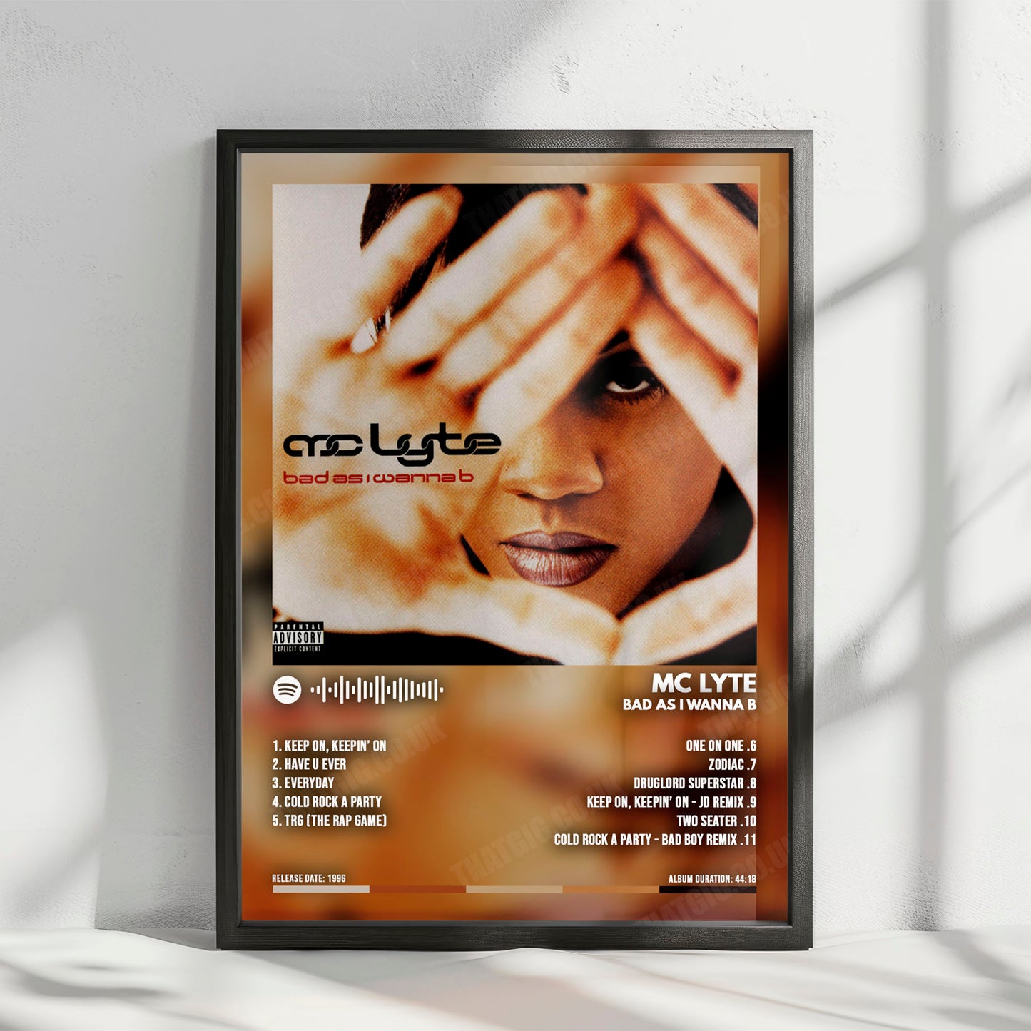 MC Lyte "Bad As I Wanna B" Album Cover Poster - with Complete Tracklist