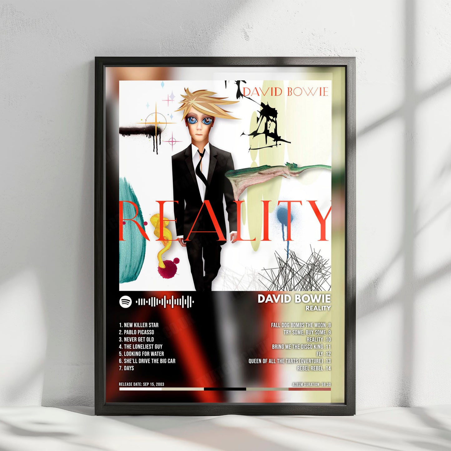 David Bowie "Reality" Album Cover Poster - with Complete Tracklist