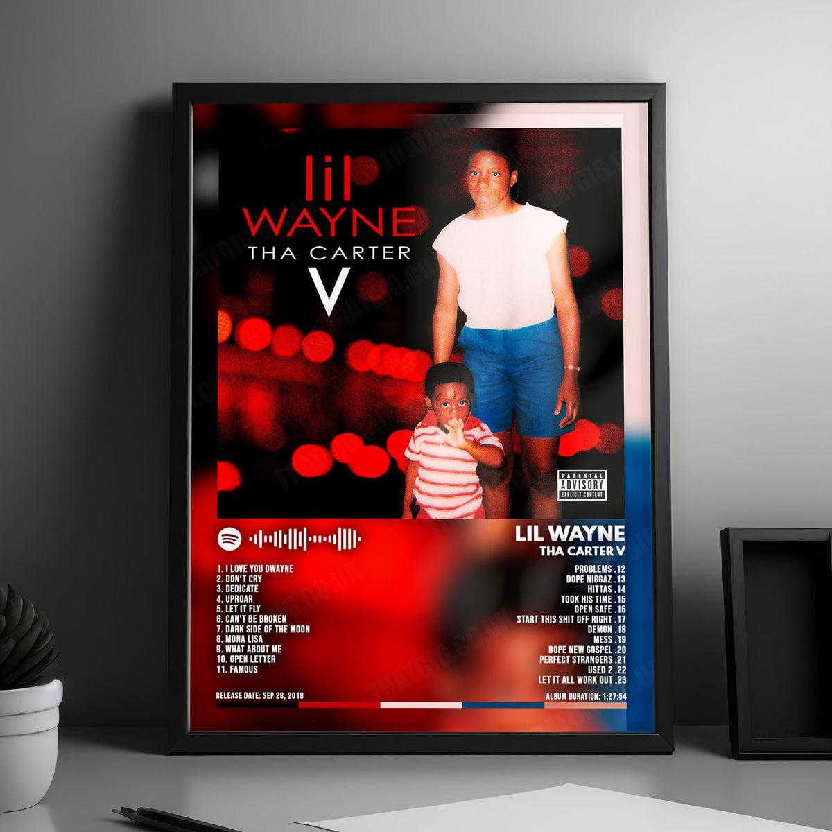 Lil Wayne "Tha Carter V" Album Cover Poster - with Complete Tracklist