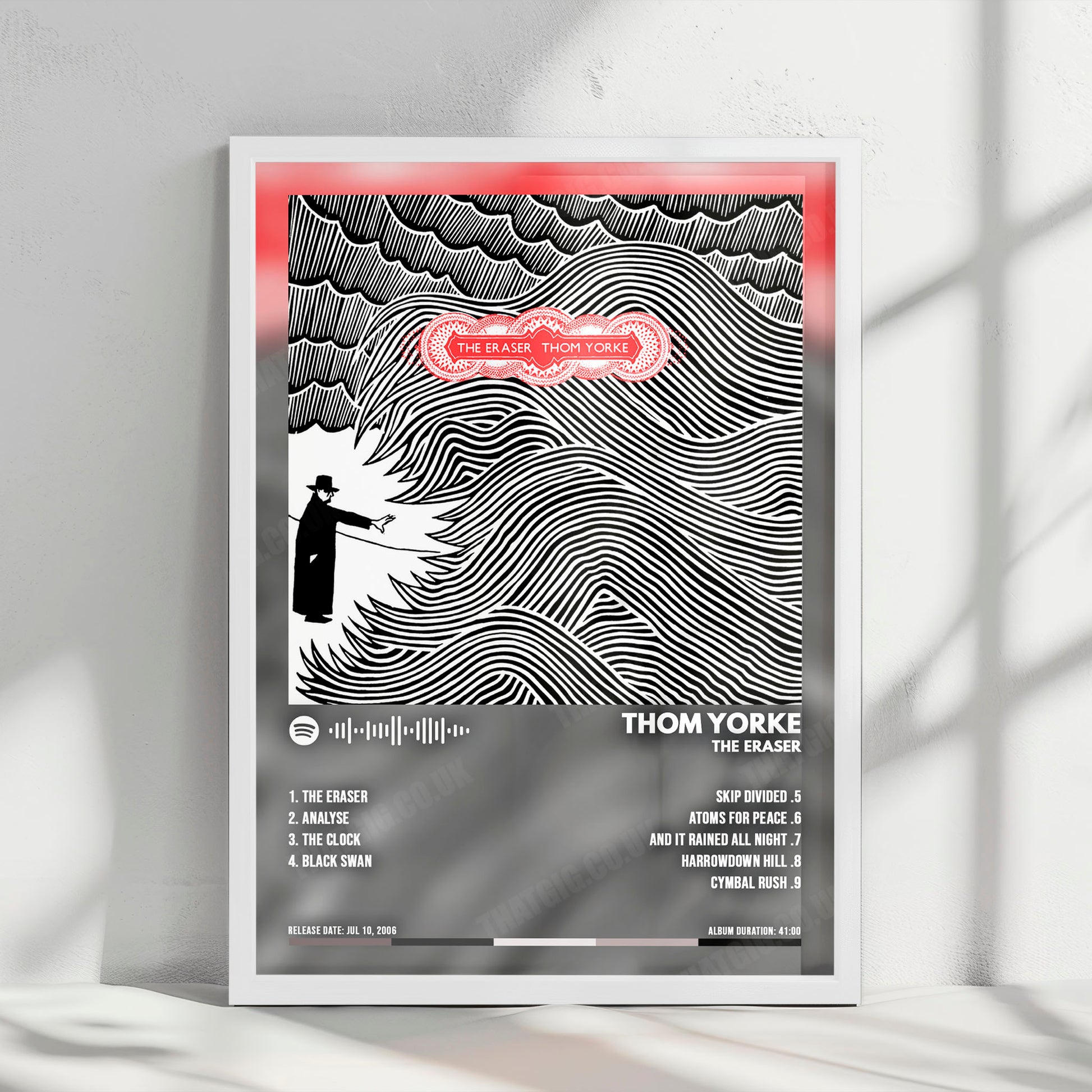 Thom Yorke "The Eraser" Album Cover Poster - with Complete Tracklist