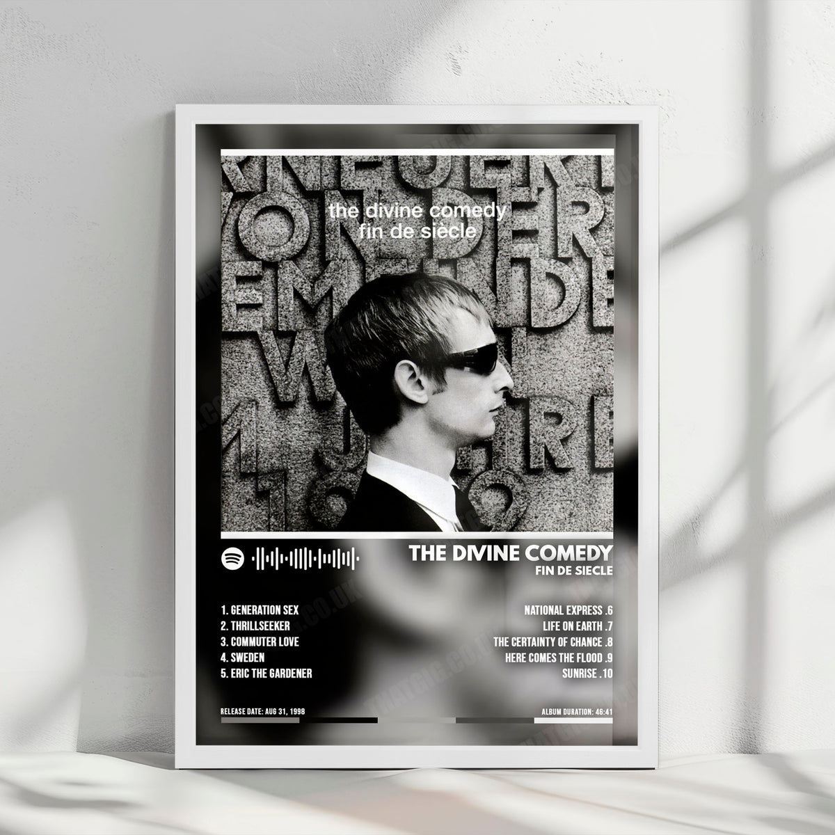 The Divine Comedy "Fin De Siecle" Album Cover Poster - with Complete Tracklist