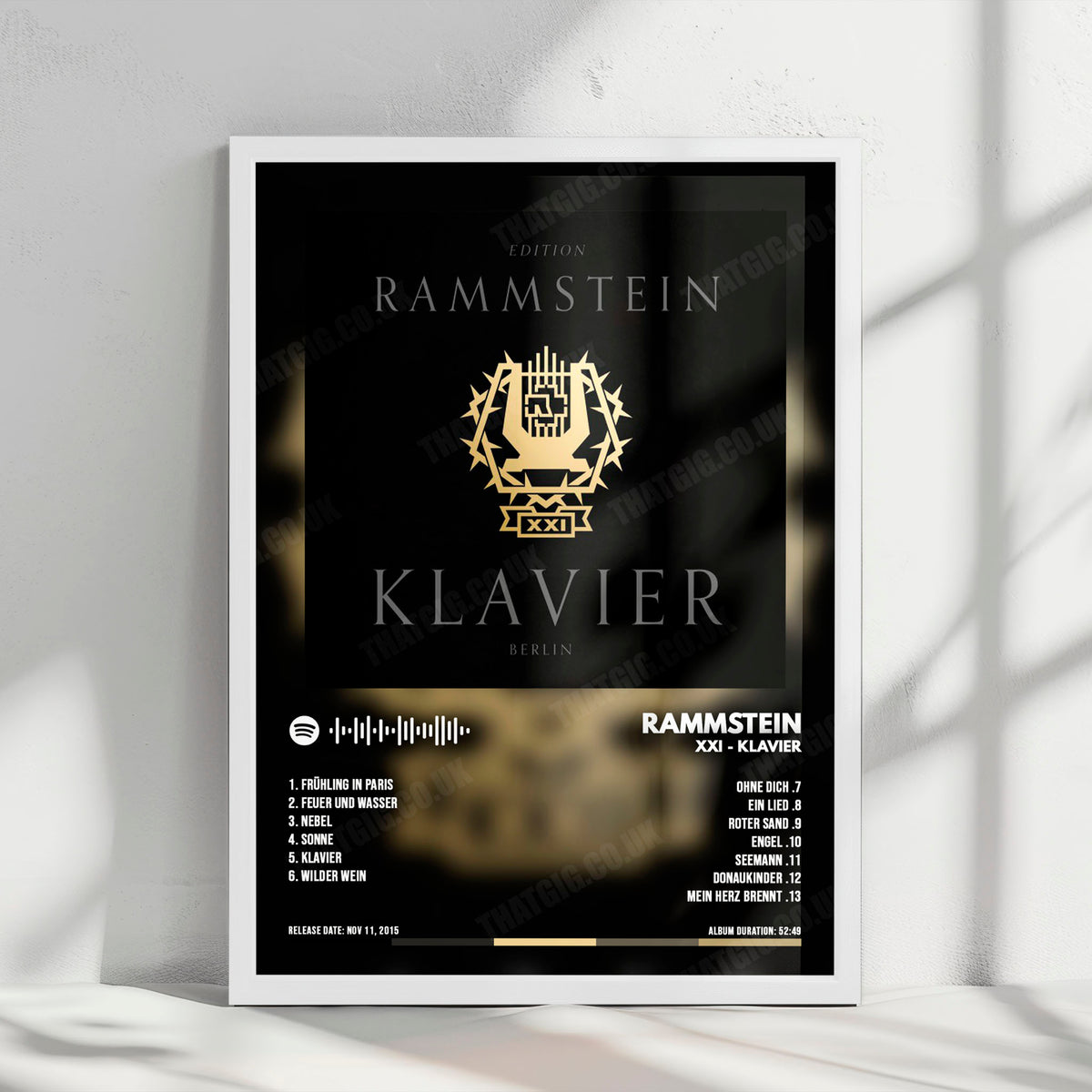 Rammstein "XXI - Klavier" Album Cover Poster - with Complete Tracklist