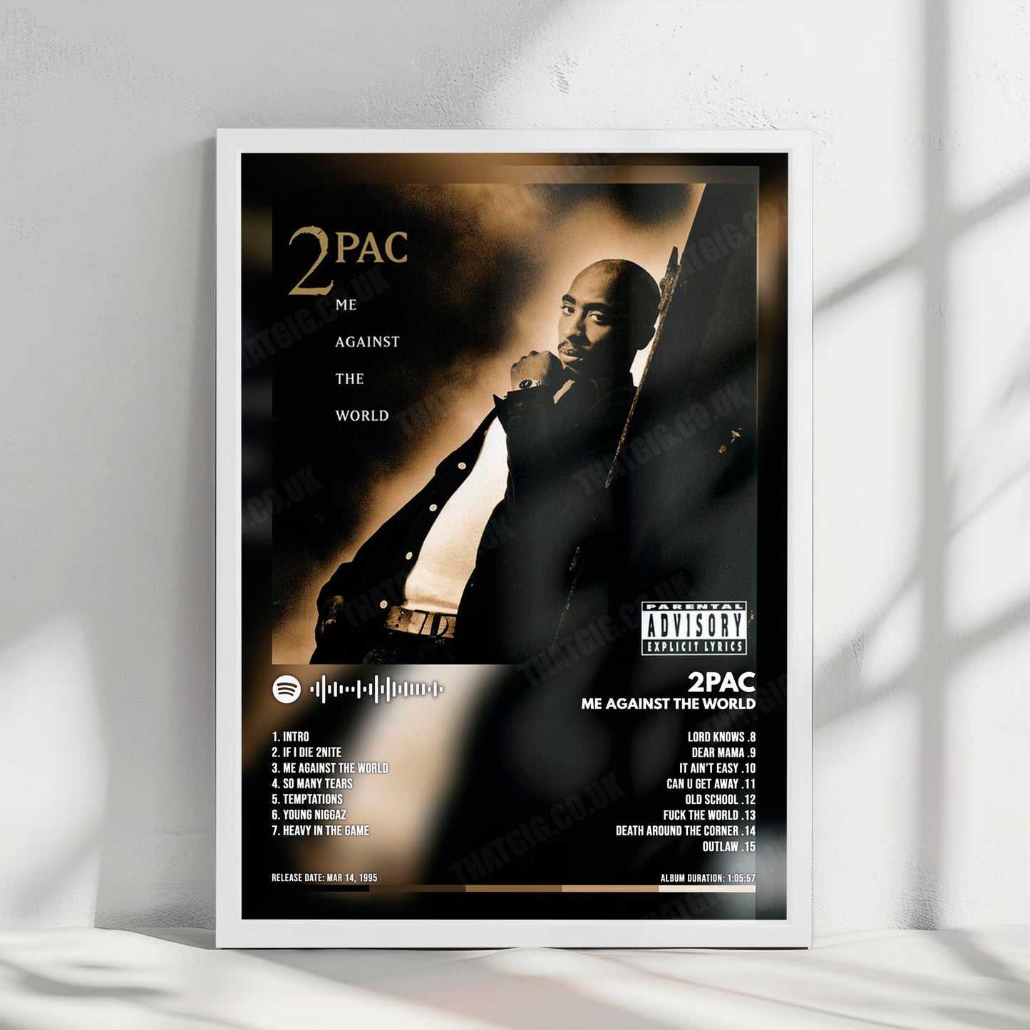 2Pac "Me Against the World" Album Cover Poster - with Complete Tracklist