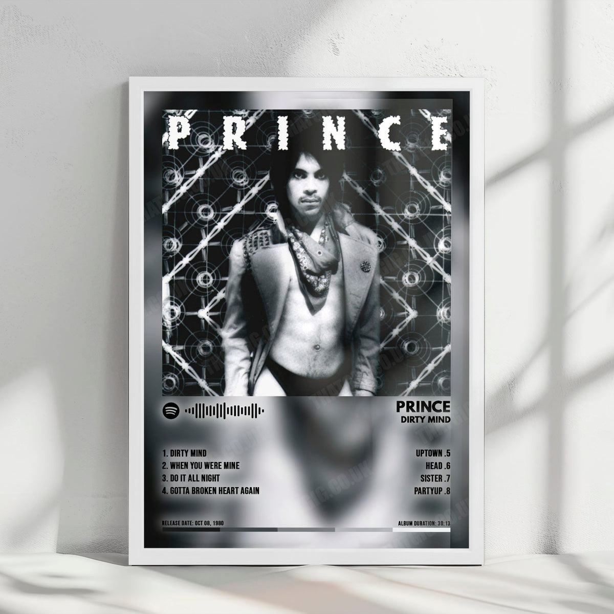 Prince "Dirty Mind" Album Cover Poster - with Complete Tracklist