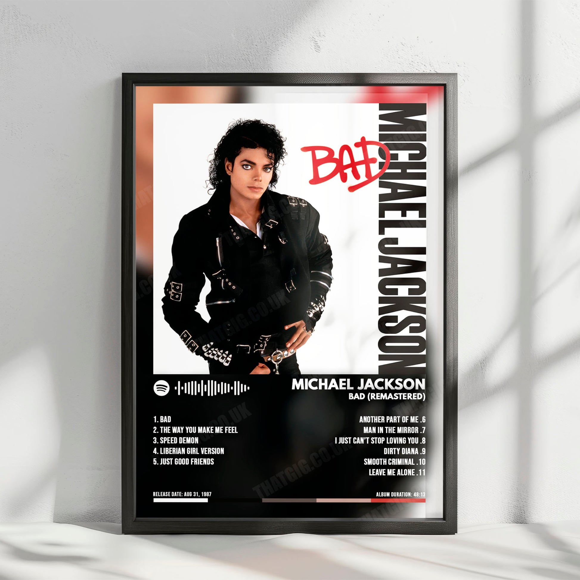 Michael Jackson "Bad (Remastered)" Album Cover Poster - with Complete Tracklist