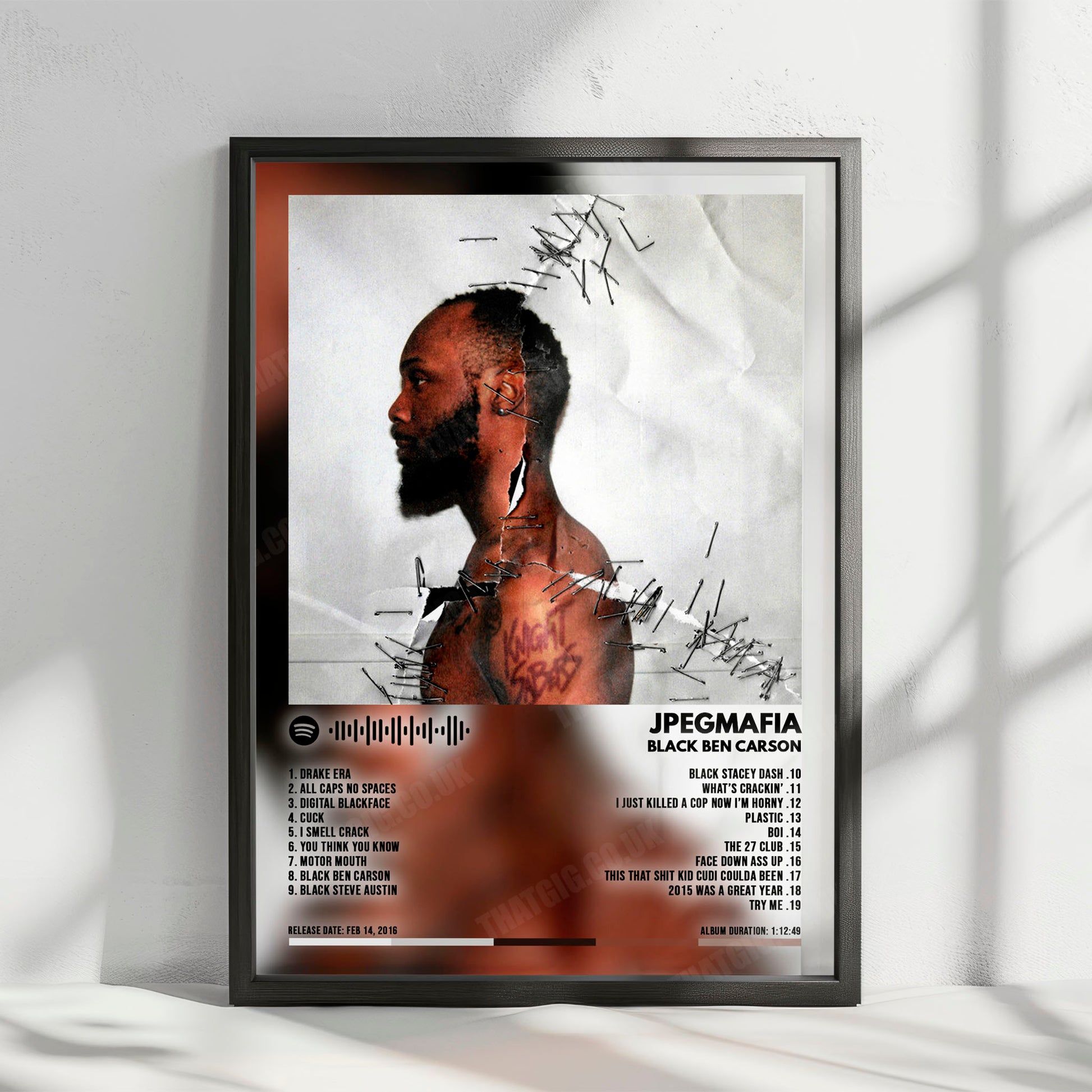 Jpegmafia "Black Ben Carson" Album Cover Poster - with Complete Tracklist
