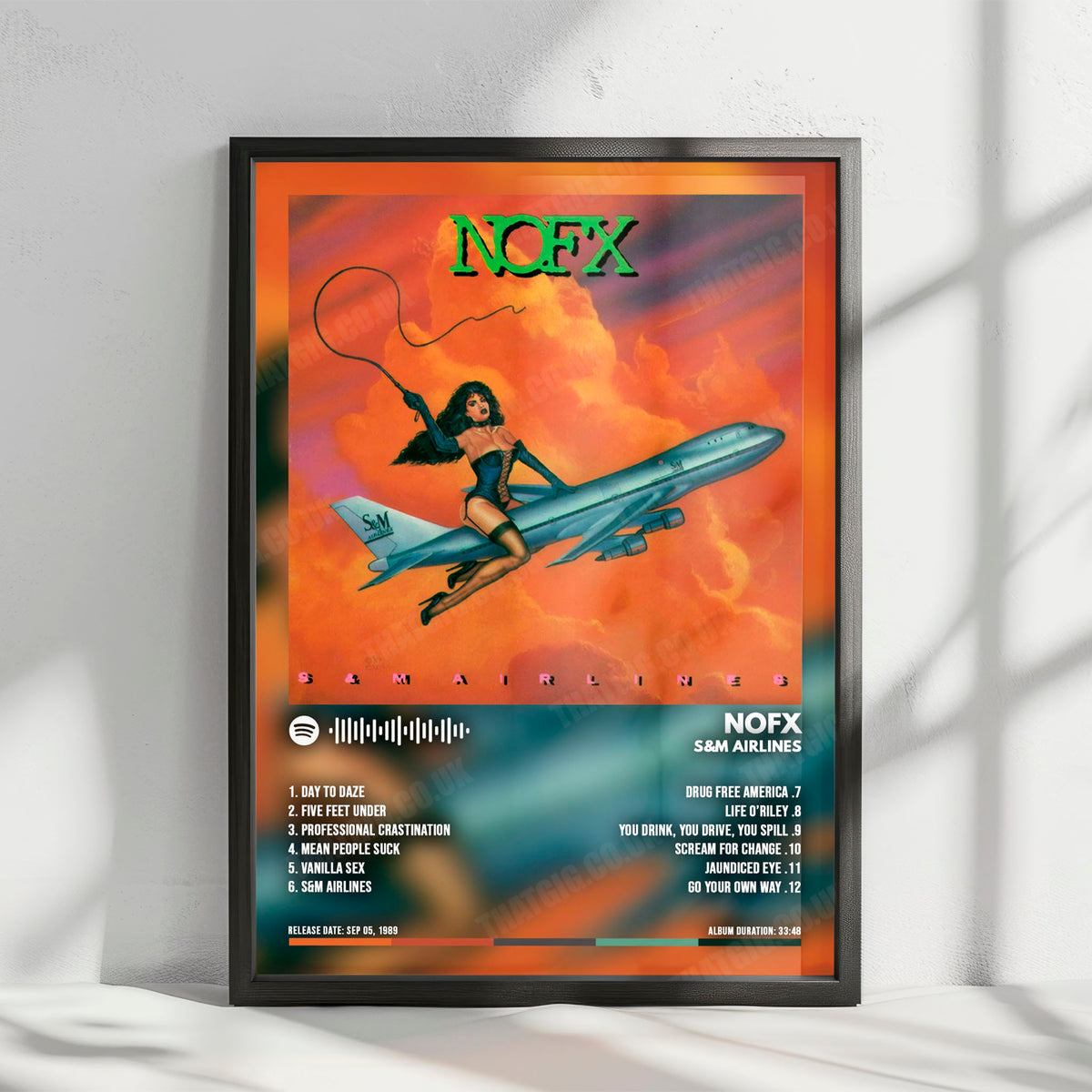 NOFX "S&M Airlines" Album Cover Poster - with Complete Tracklist