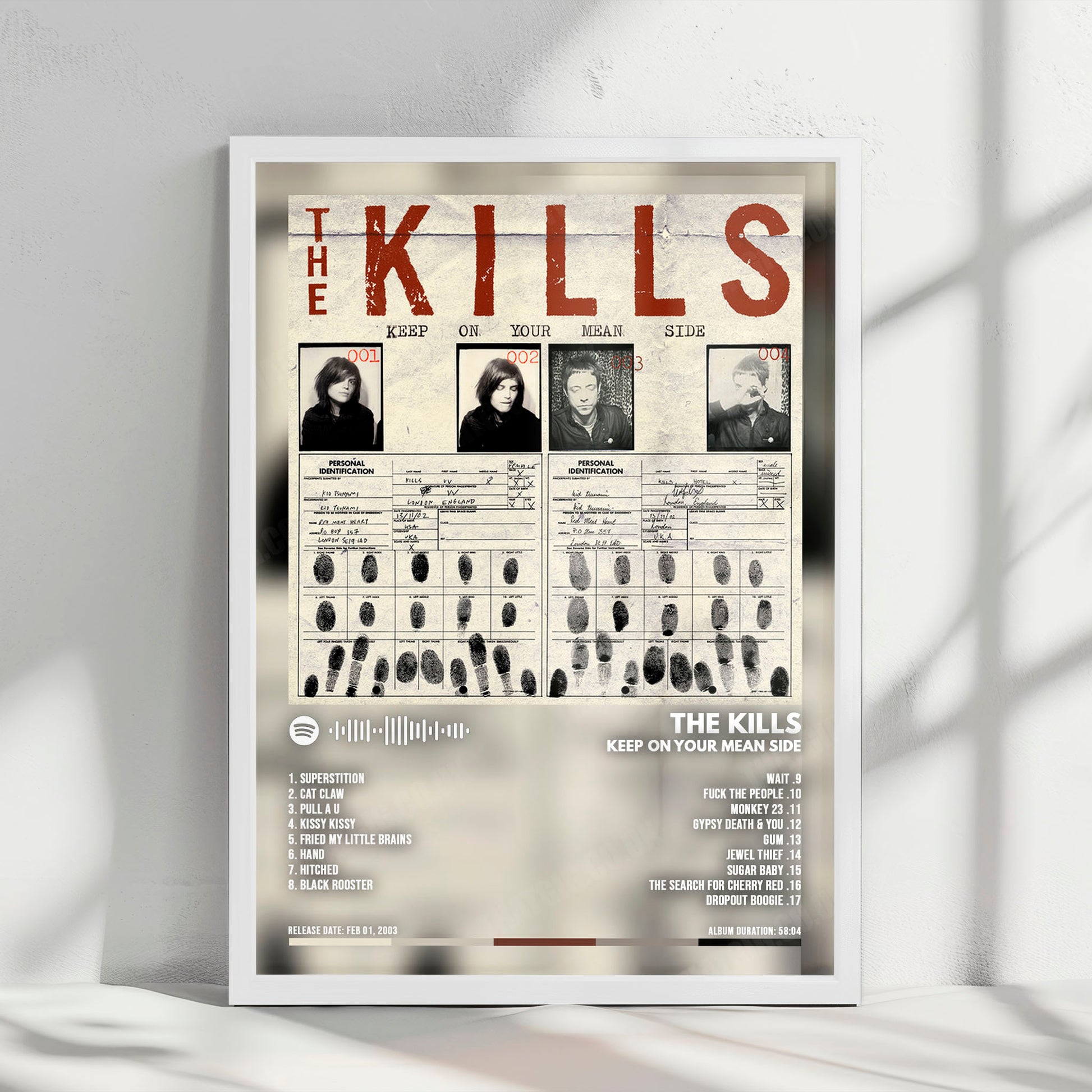 The Kills "Keep On Your Mean Side" Album Cover Poster - with Complete Tracklist