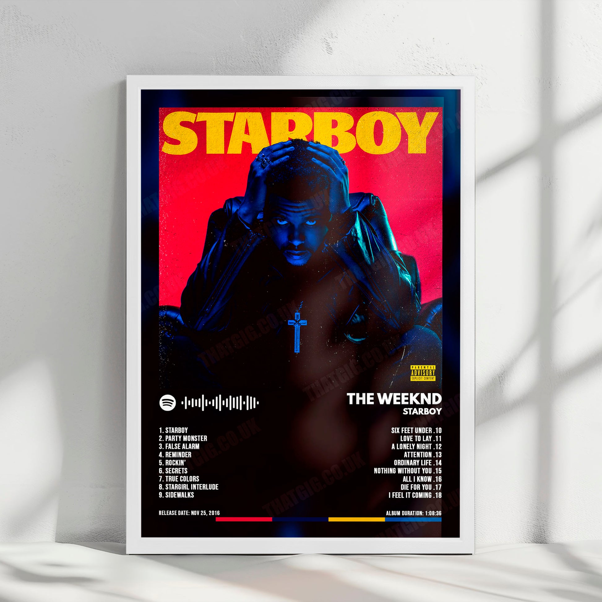 The Weeknd "Starboy" Album Cover Poster - with Complete Tracklist