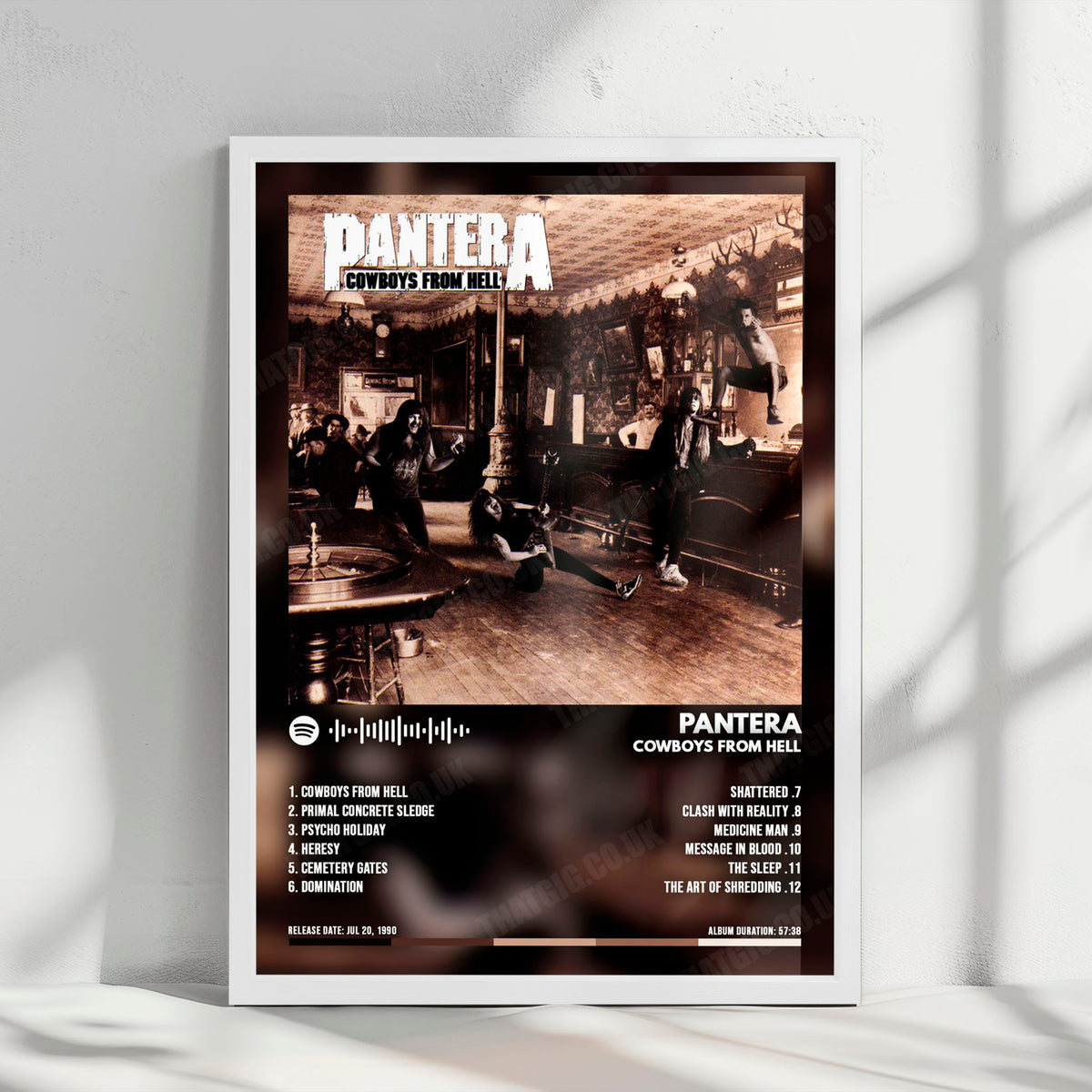 Pantera "Cowboys from Hell" Album Cover Poster - with Complete Tracklist