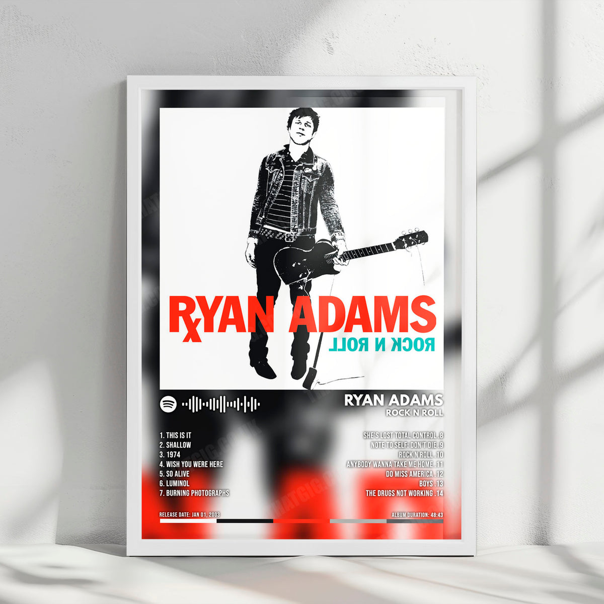 Ryan Adams "Rock N Roll" Album Cover Poster - with Complete Tracklist
