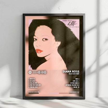 Diana Ross "Silk Electric" Album Cover Poster - with Complete Tracklist