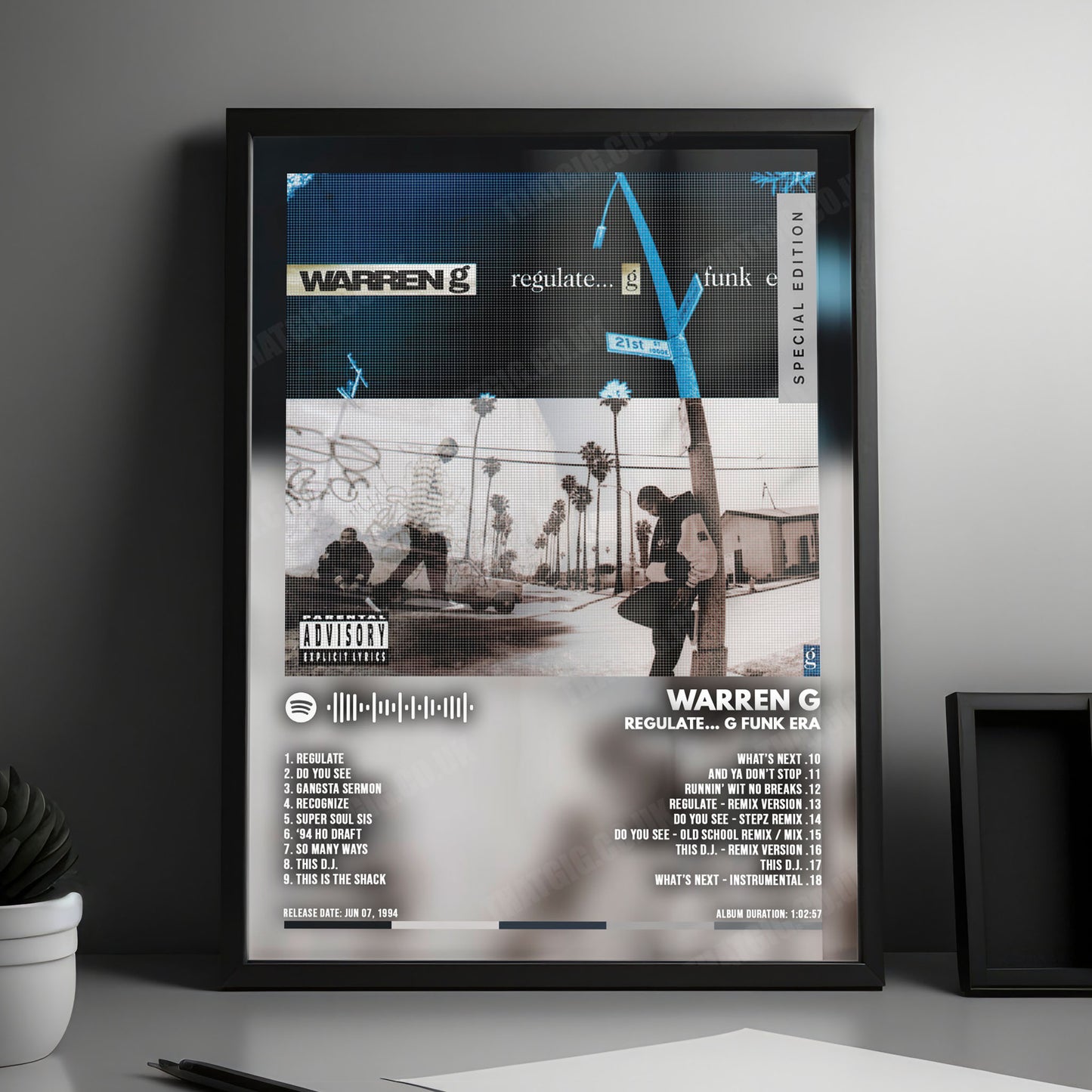 Warren G "Regulate... G Funk Era" Album Cover Poster - with Complete Tracklist