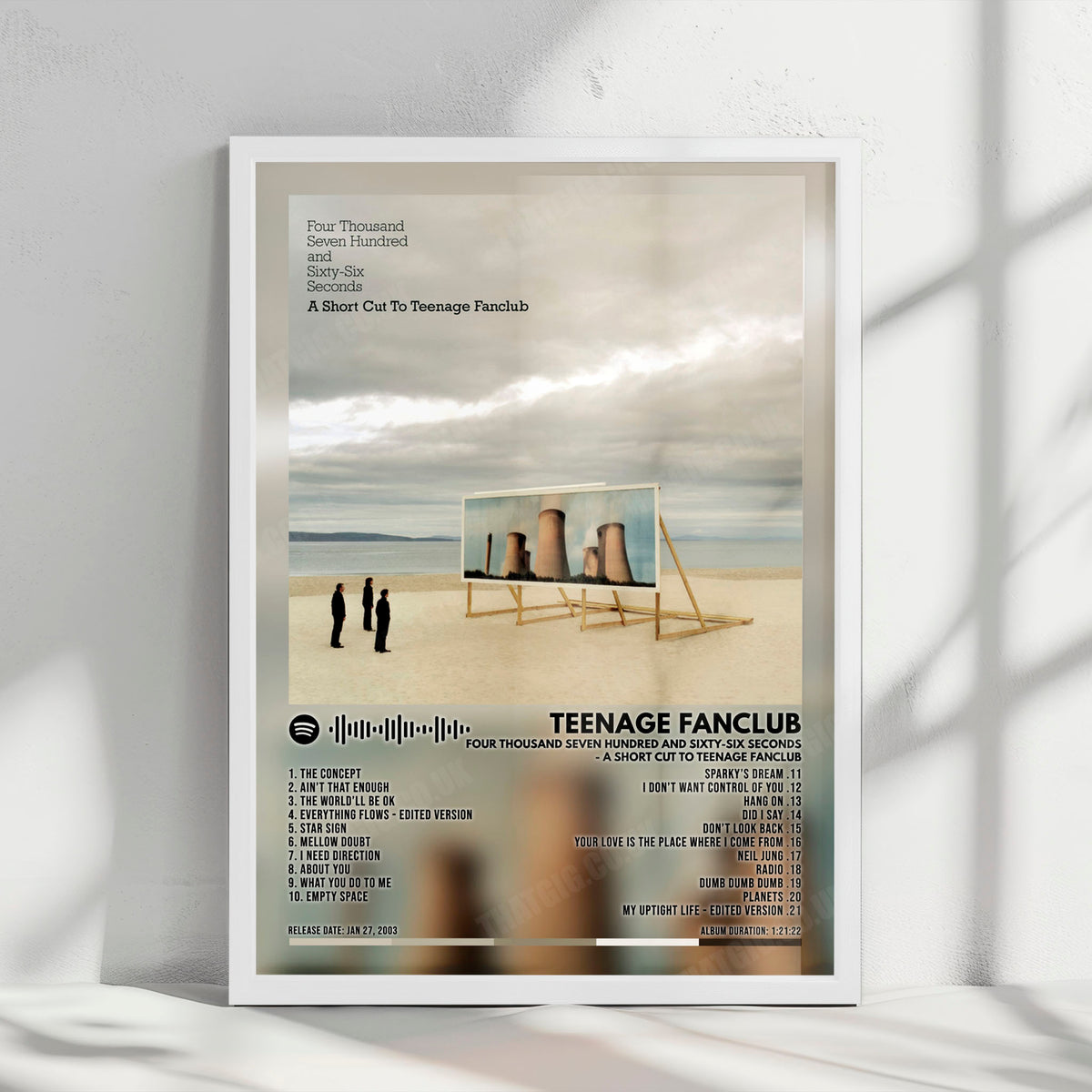 Teenage Fanclub "Four Thousand Seven Hundred And Sixty-Six Seconds - A Short Cut To Teenage Fanclub" Album Cover Poster - with Complete Tracklist