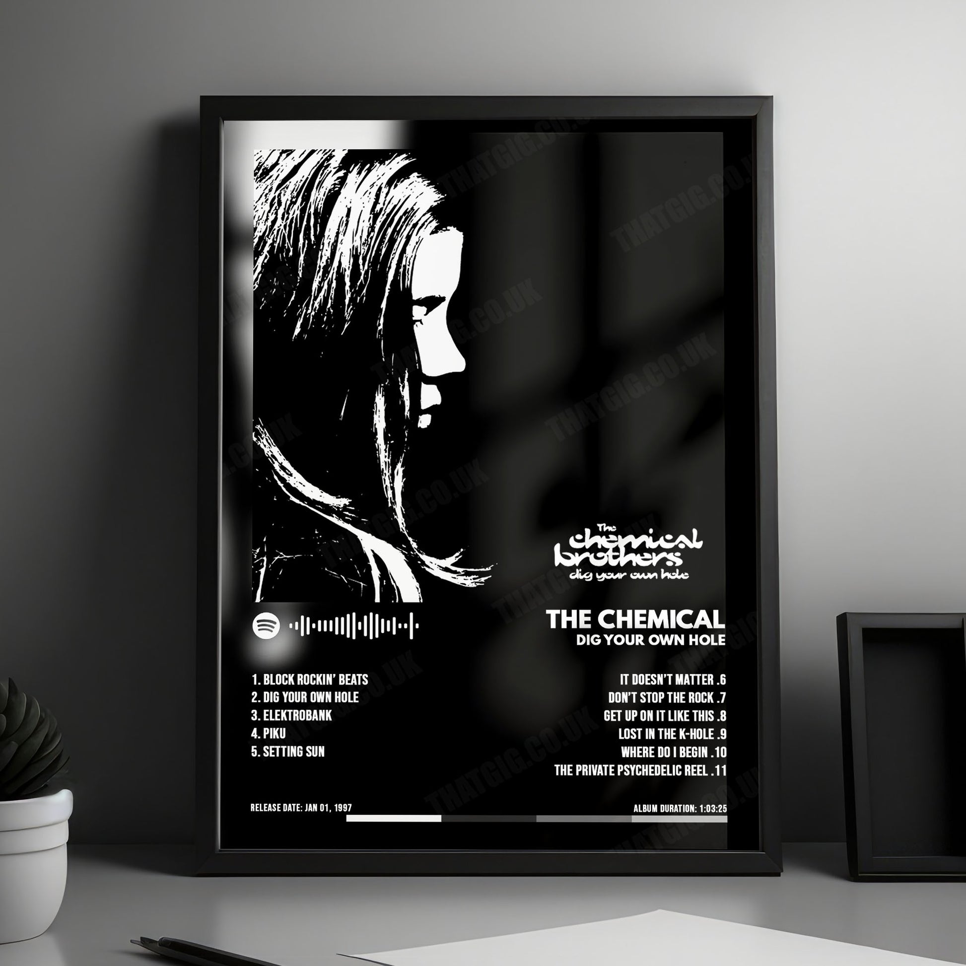 The Chemical Brothers "Dig Your Own Hole " Album Cover Poster - with Complete Tracklist