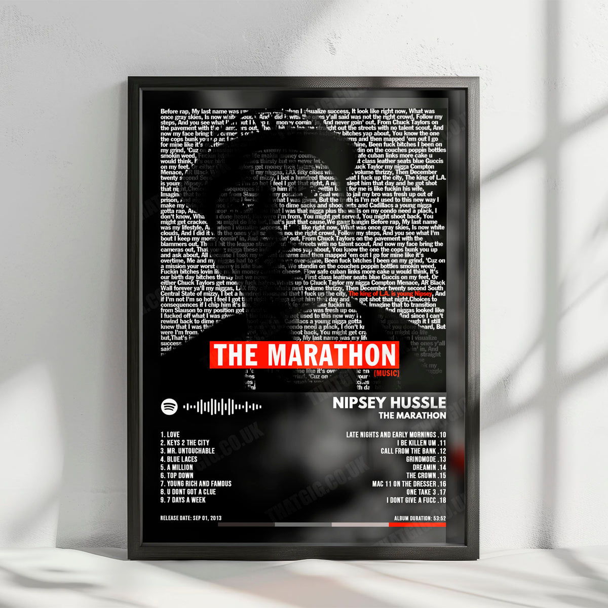 Nipsey Hussle "The Marathon" Album Cover Poster - with Complete Tracklist