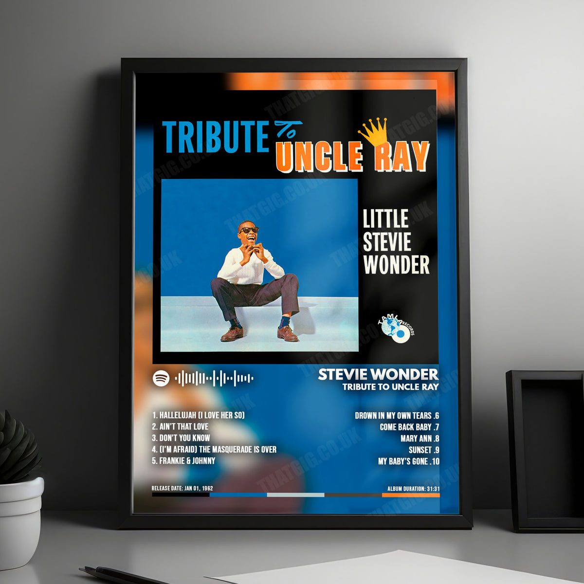 Stevie Wonder "Tribute To Uncle Ray" Album Cover Poster - with Complete Tracklist