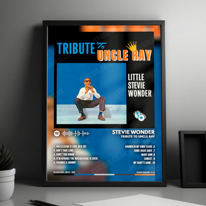 Stevie Wonder "Tribute To Uncle Ray" Album Cover Poster - with Complete Tracklist