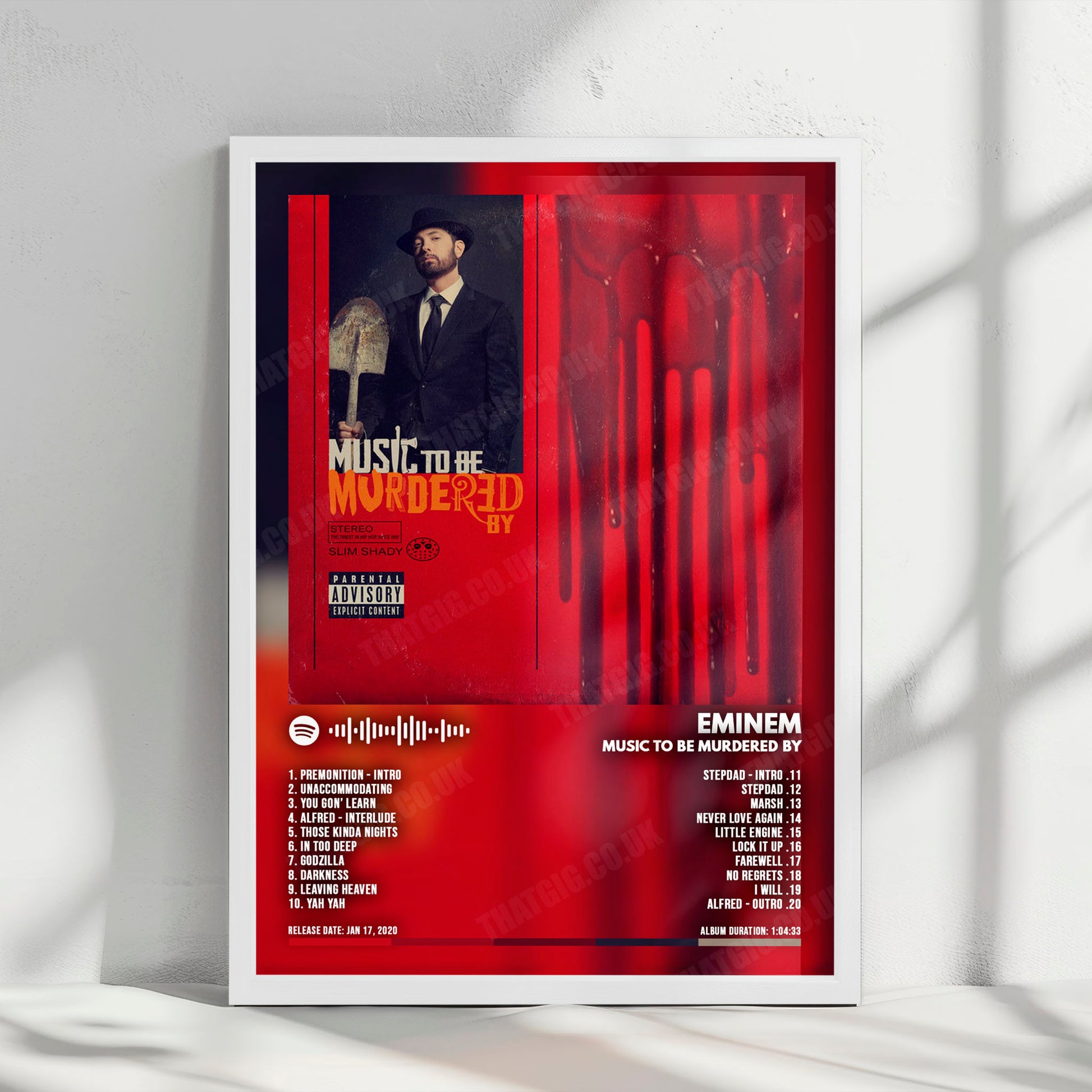 Eminem "Music to Be Murdered By" Album Cover Poster - with Complete Tracklist