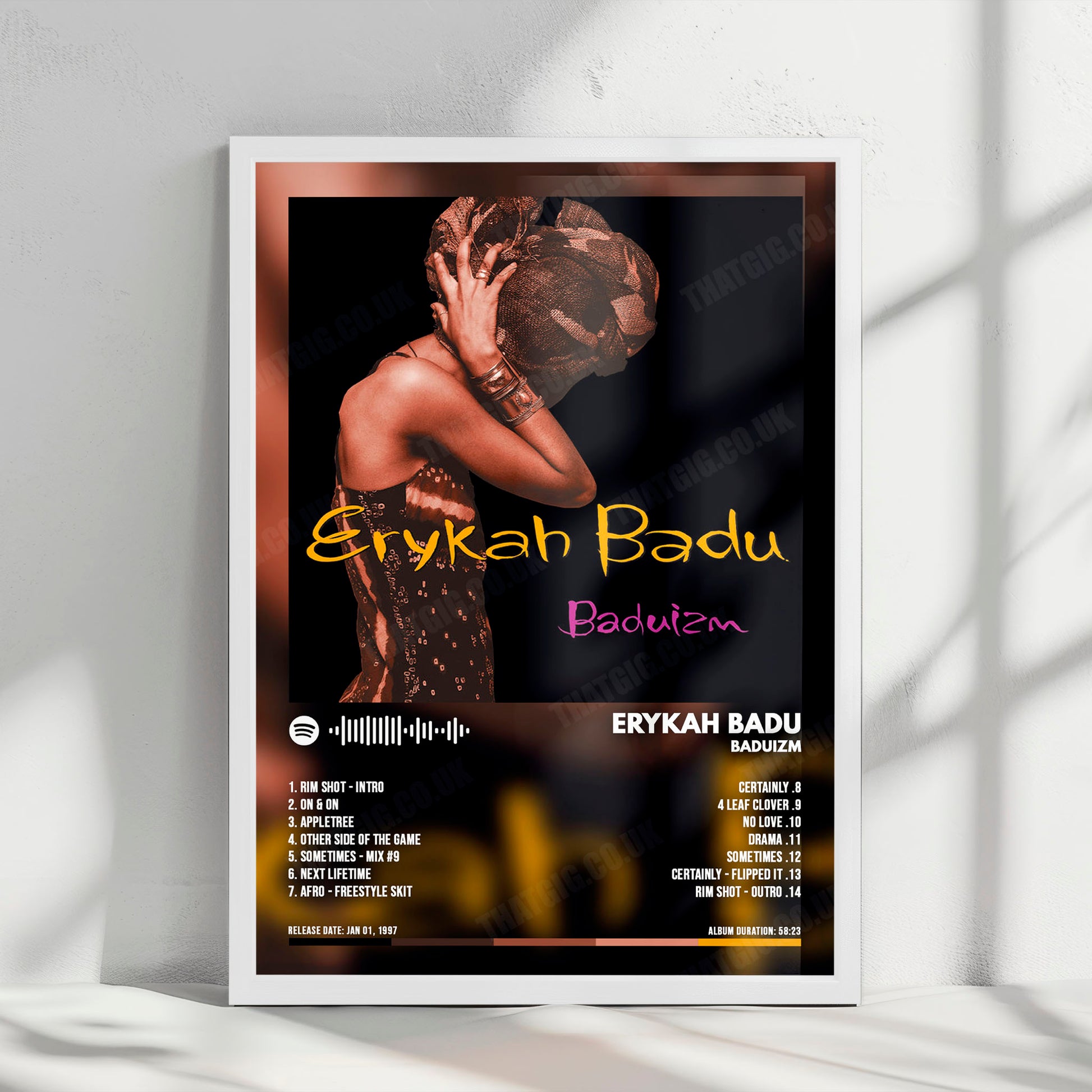 Erykah Badu "Baduizm " Album Cover Poster - with Complete Tracklist