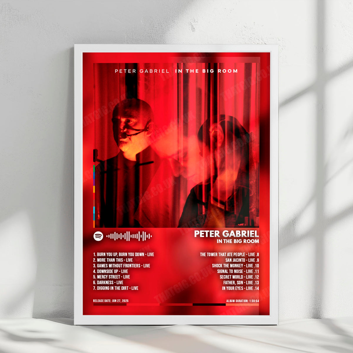 Peter Gabriel "In The Big Room" Album Cover Poster - with Complete Tracklist