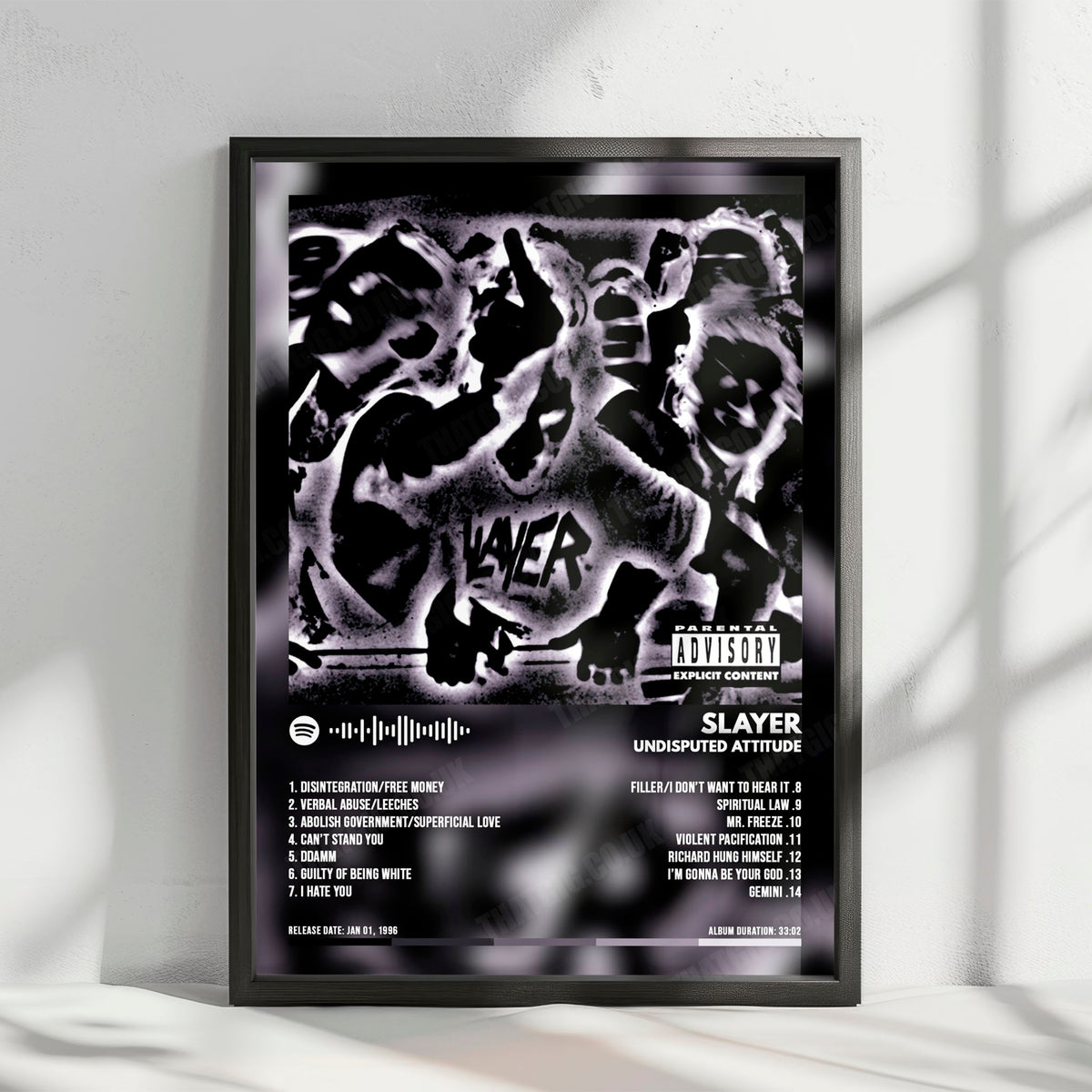 Slayer "Undisputed Attitude" Album Cover Poster - with Complete Tracklist