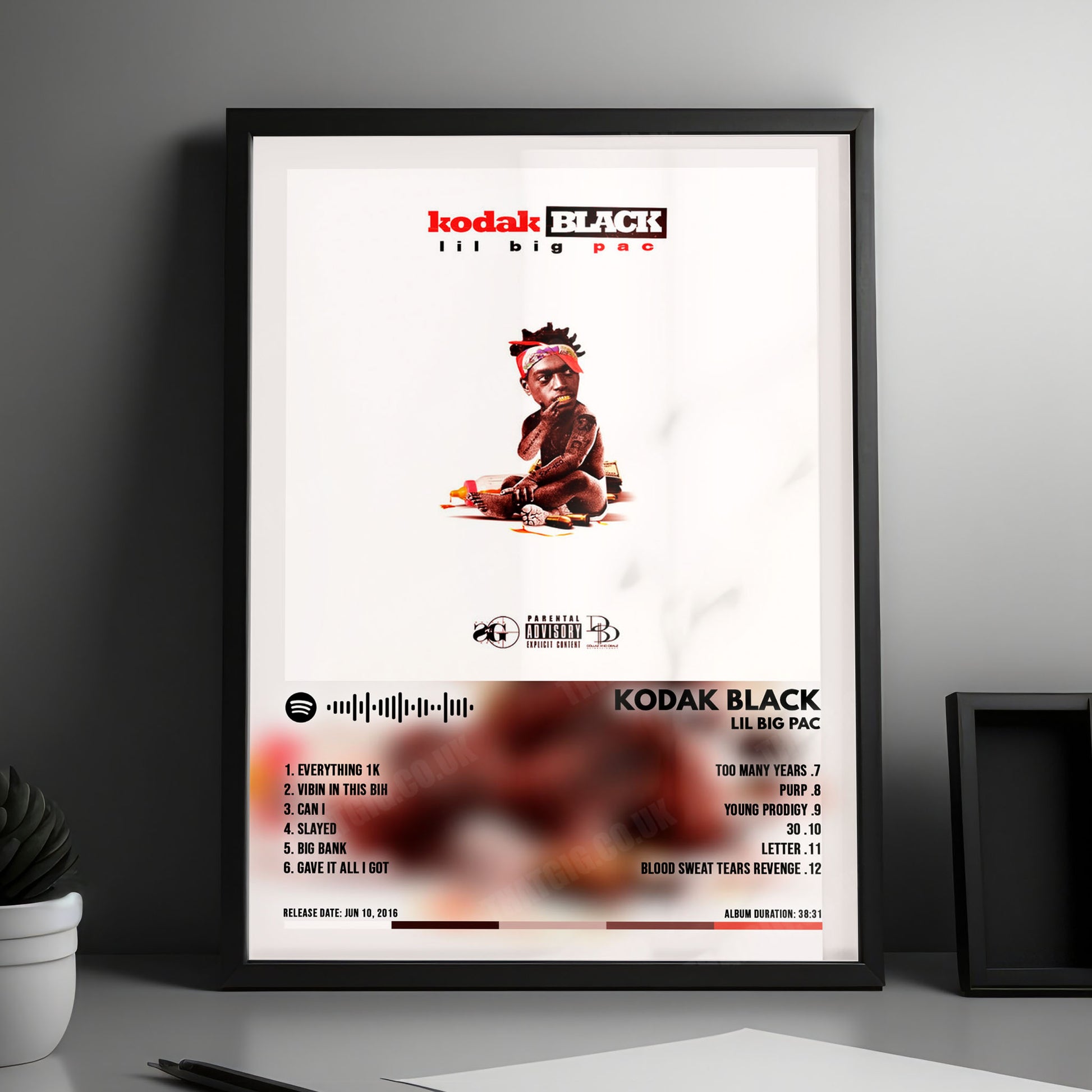 Kodak Black "Lil Big Pac" Album Cover Poster - with Complete Tracklist