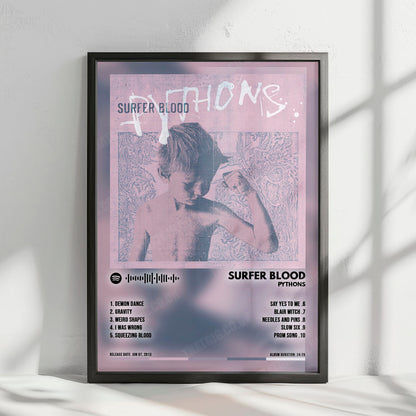 Surfer Blood "Pythons" Album Cover Poster - with Complete Tracklist
