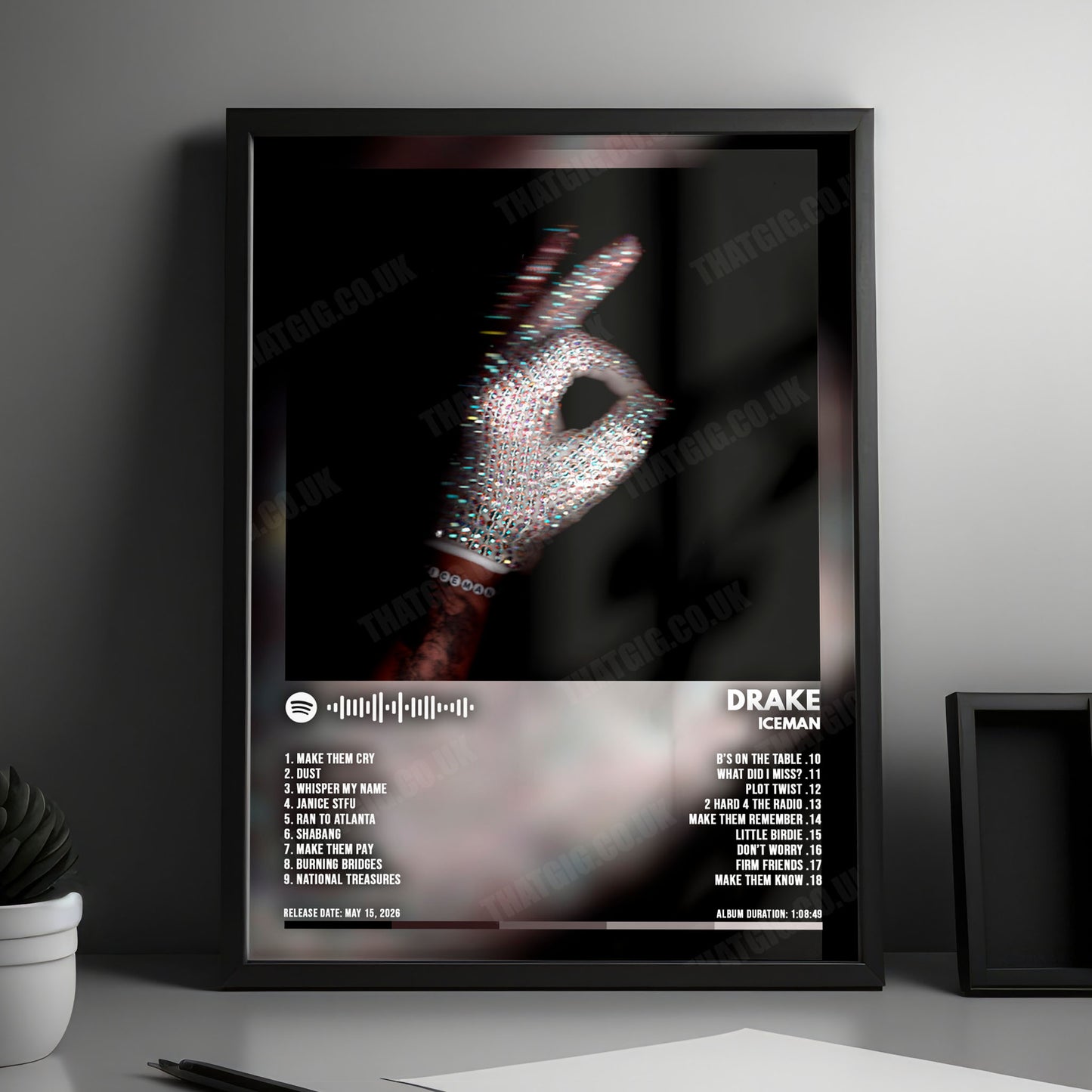 Drake "Iceman " Album Cover Poster - with Complete Tracklist