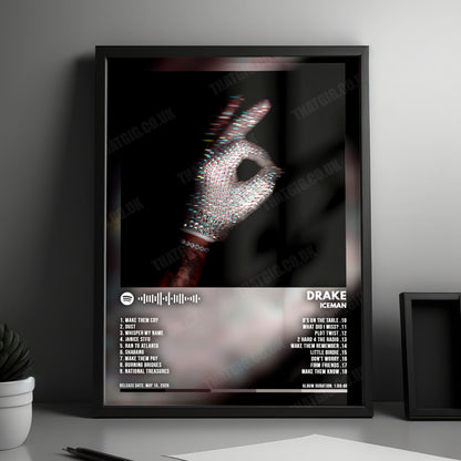 Drake "Iceman " Album Cover Poster - with Complete Tracklist