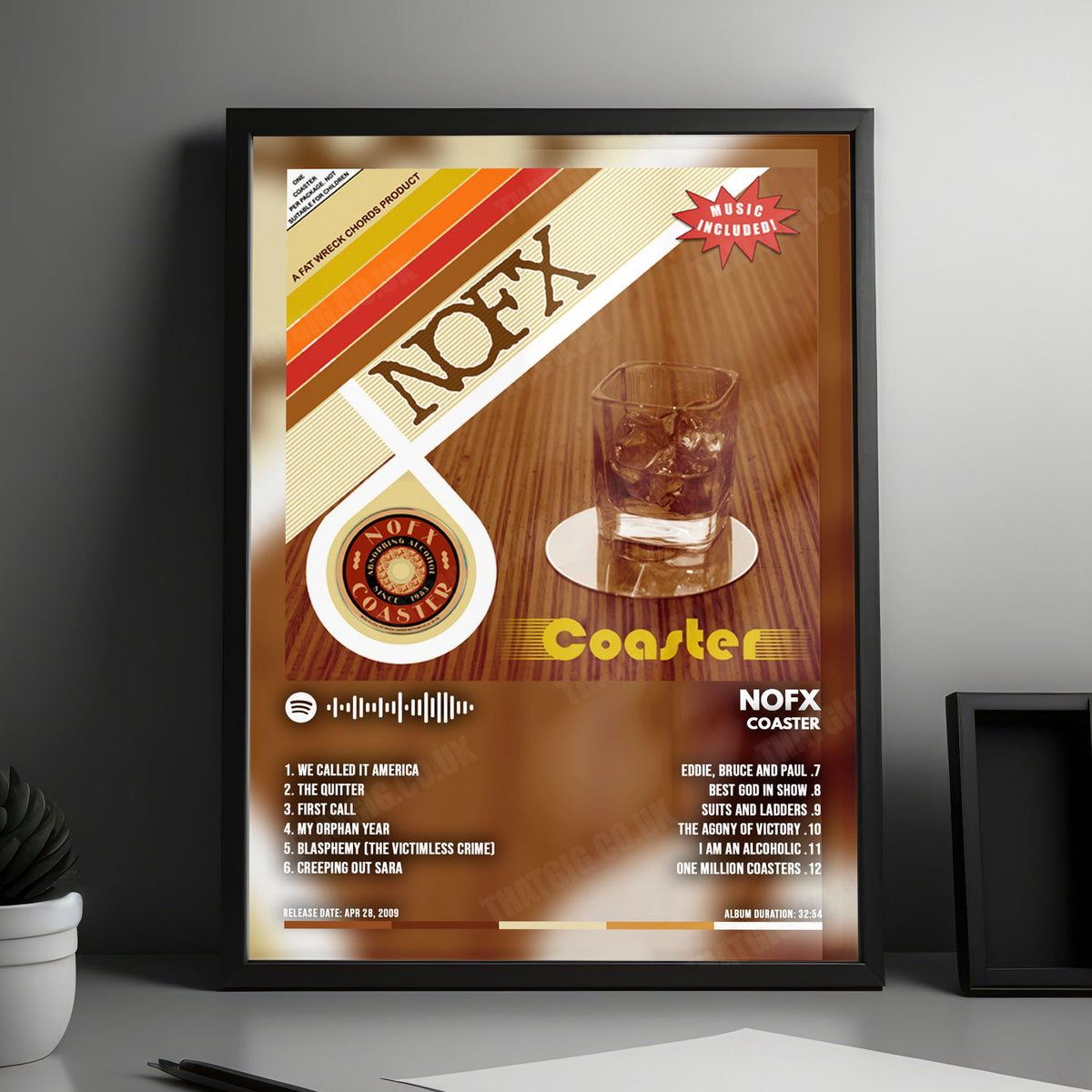 NOFX "Coaster" Album Cover Poster - with Complete Tracklist