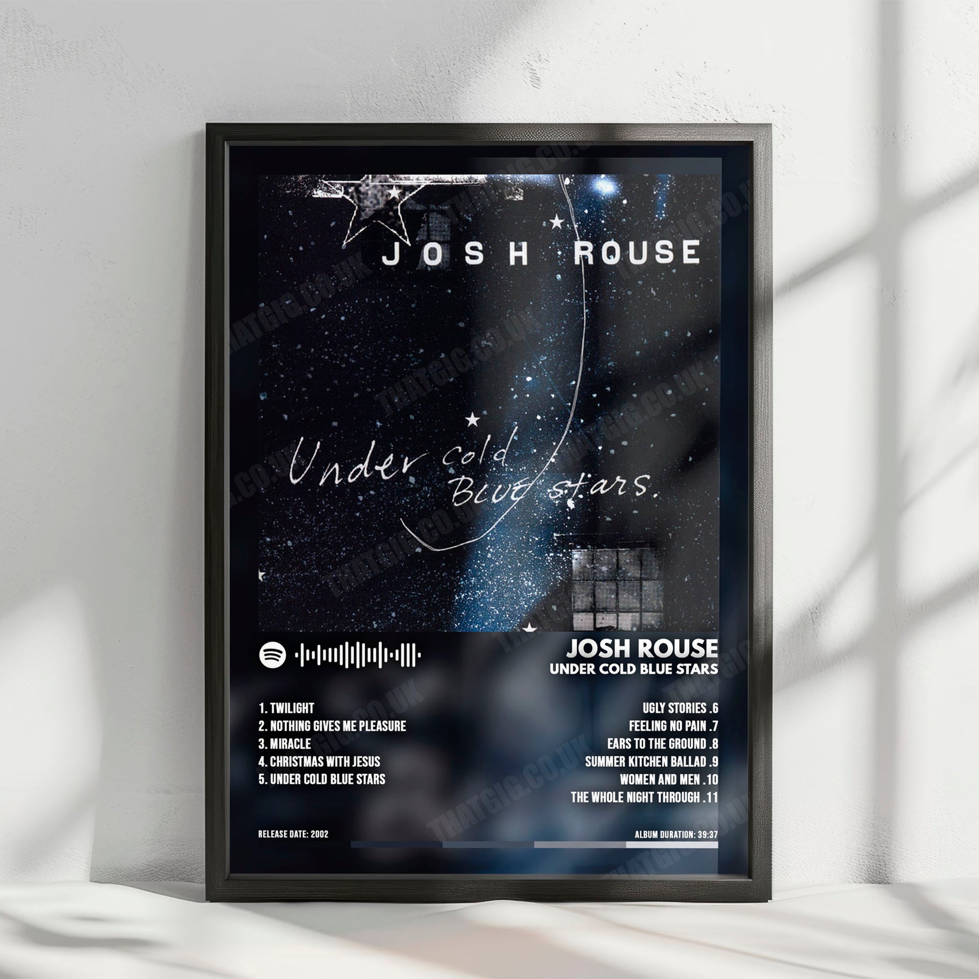 Josh Rouse "Under Cold Blue Stars" Album Cover Poster - with Complete Tracklist