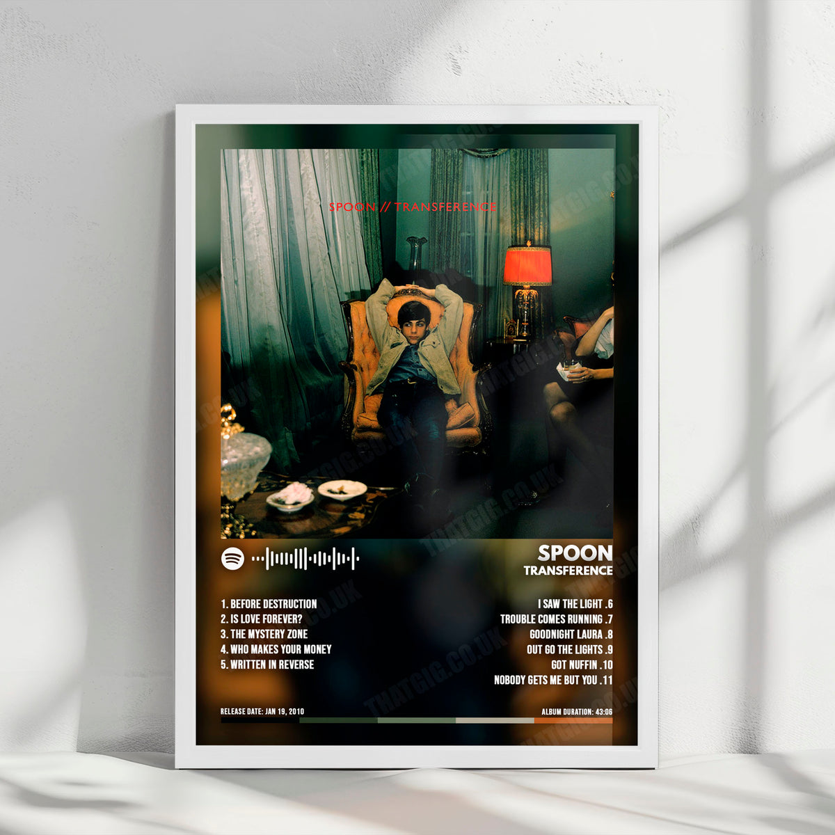 Spoon "Transference" Album Cover Poster - with Complete Tracklist