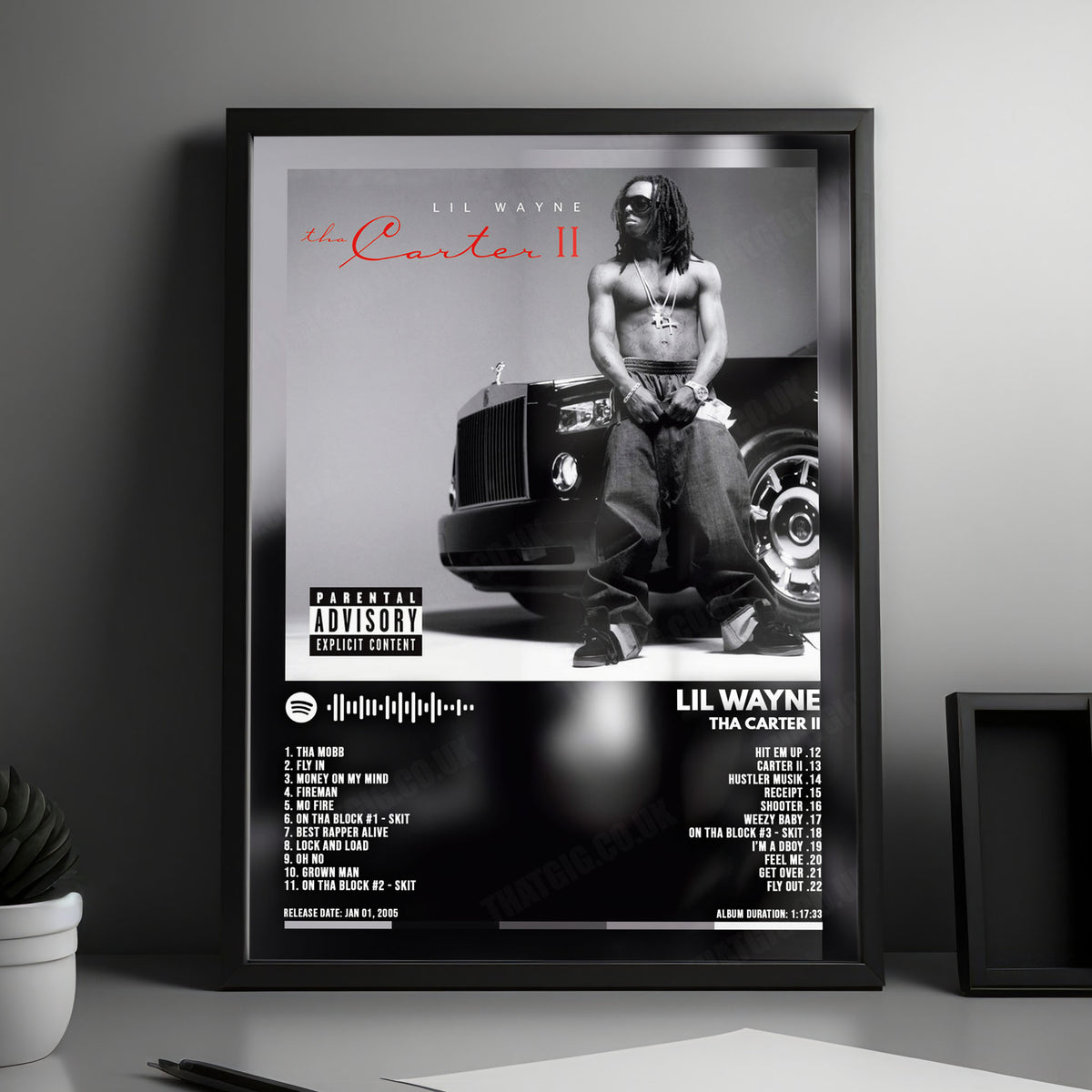 Lil Wayne "Tha Carter II" Album Cover Poster - with Complete Tracklist