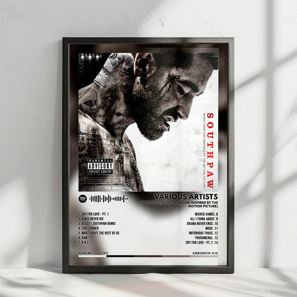 Various Artists "Southpaw: Music from and Inspired by the Motion Picture" Album Cover Poster - with Complete Tracklist