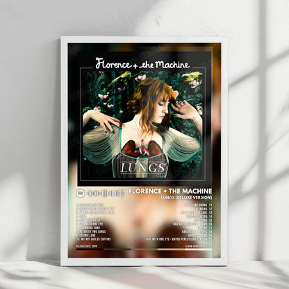 Florence + The Machine "Lungs" Album Cover Poster - with Complete Tracklist