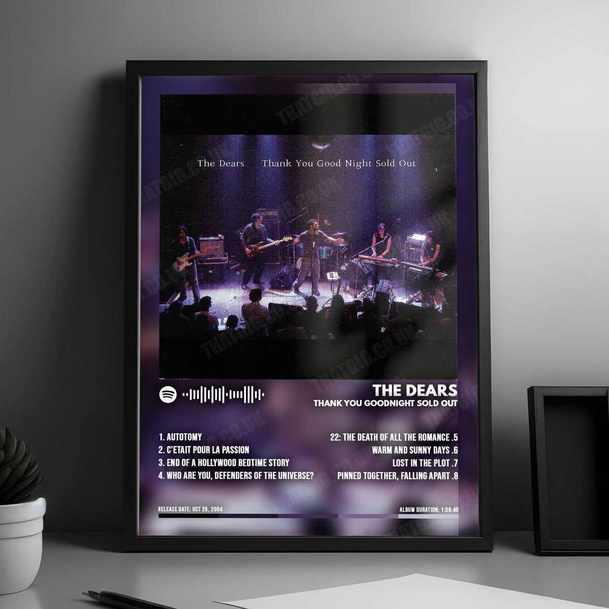 The Dears "Thank You Goodnight Sold Out" Album Cover Poster - with Complete Tracklist
