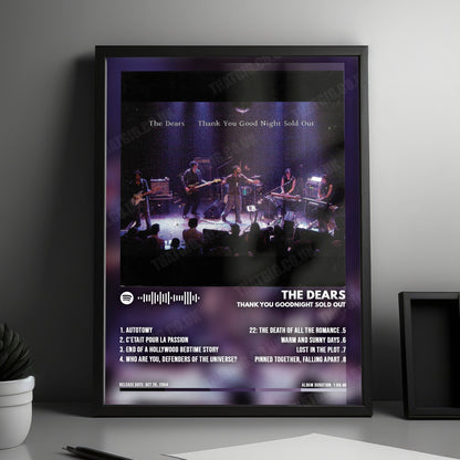 The Dears "Thank You Goodnight Sold Out" Album Cover Poster - with Complete Tracklist