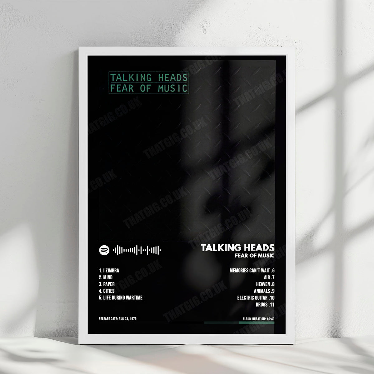 Talking Heads "Fear of Music" Album Cover Poster - with Complete Tracklist