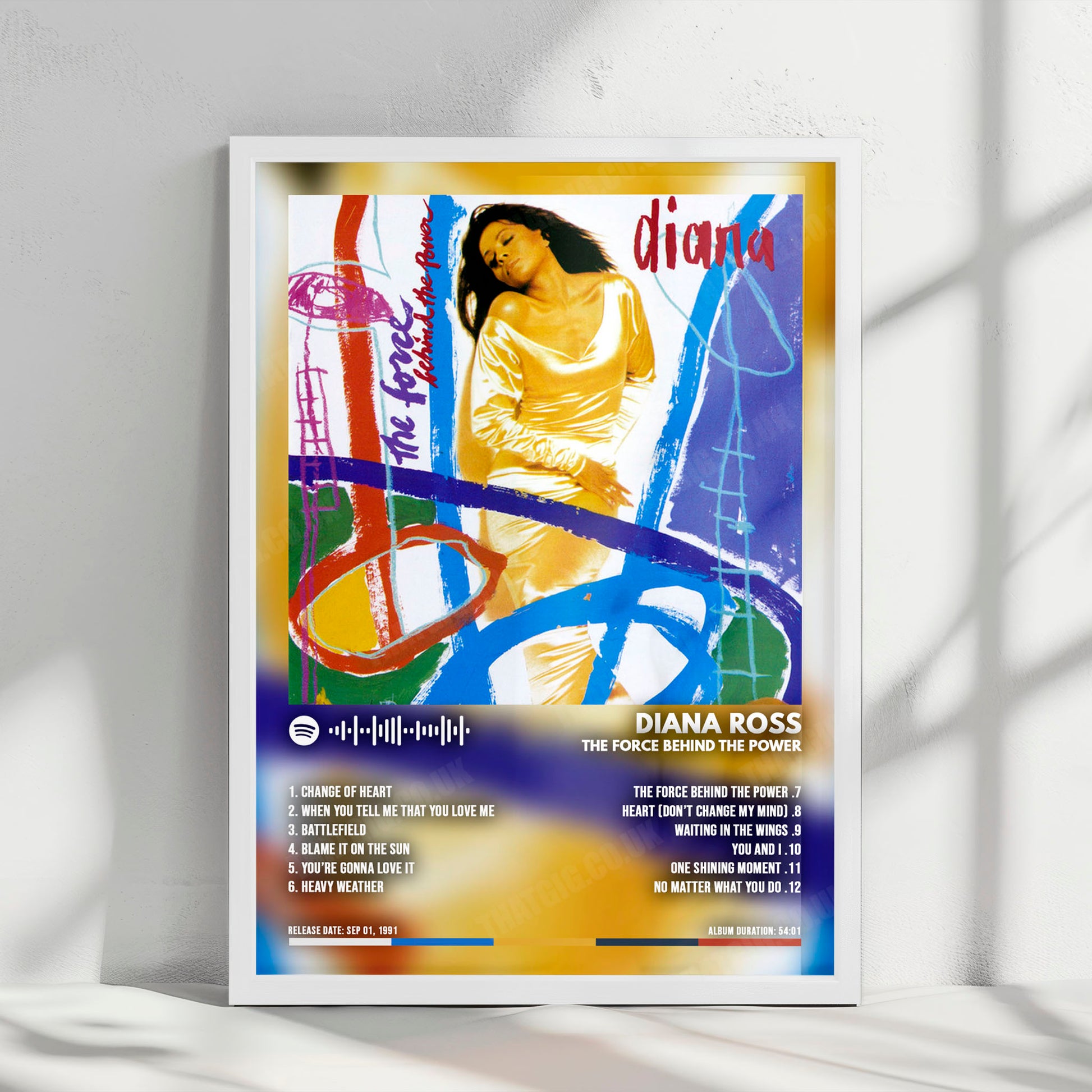 Diana Ross "The Force Behind the Power" Album Cover Poster - with Complete Tracklist