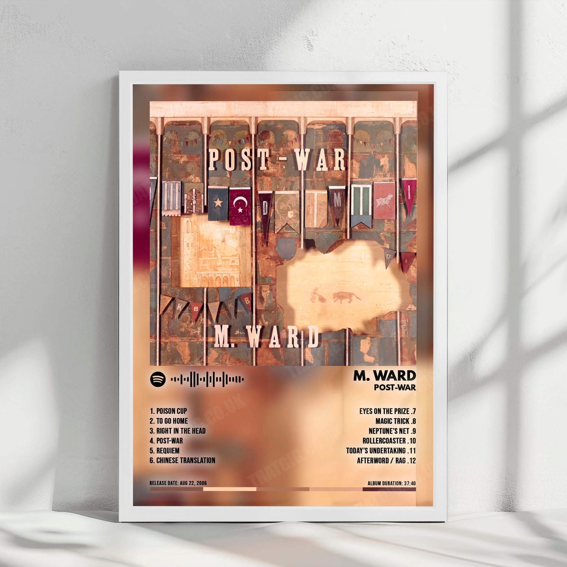 M. Ward "Post-War" Album Cover Poster - with Complete Tracklist