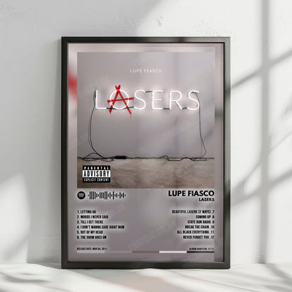 Lupe Fiasco "Lasers" Album Cover Poster - with Complete Tracklist