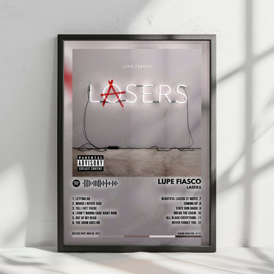 Lupe Fiasco "Lasers" Album Cover Poster - with Complete Tracklist