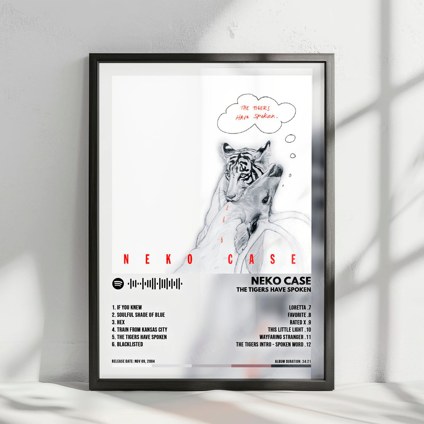 Neko Case "The Tigers Have Spoken" Album Cover Poster - with Complete Tracklist