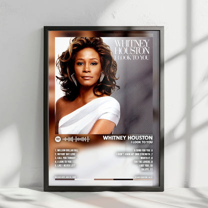Whitney Houston "I Look to You" Album Cover Poster - with Complete Tracklist